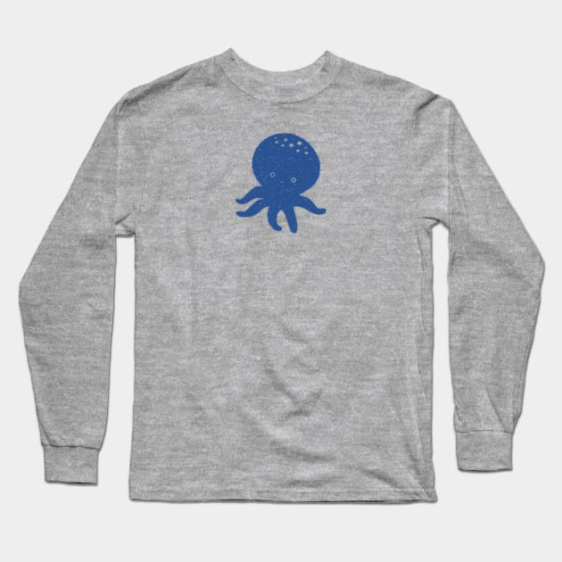 Cute Blue Octopus Drawing Long Sleeve T-Shirt by Braznyc